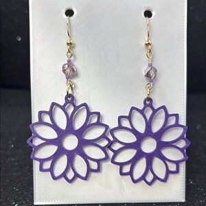 Purple Floral Drop Earrings